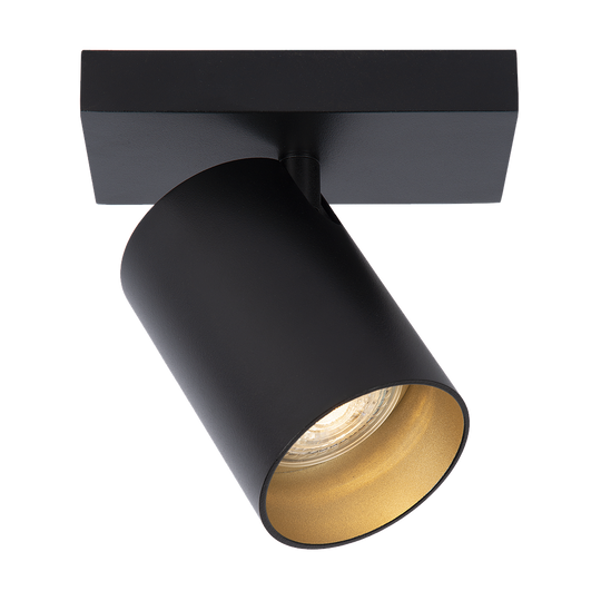 Uno – Plafondlamp van Zwart Metaal met Gouden Binnenzijde