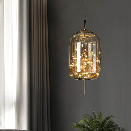 Scandinavische Glazen LED Hanglamp met Warm Design – Amber of Antracietgrijs