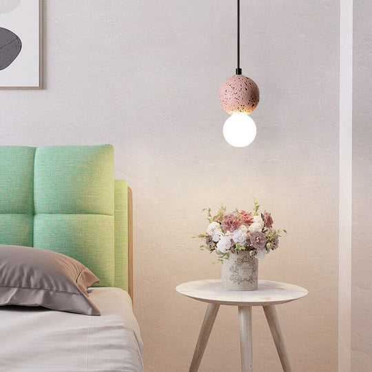 Stenen Japandi Hanglamp – Zwart/Roze/Grijs – E14 Fitting
