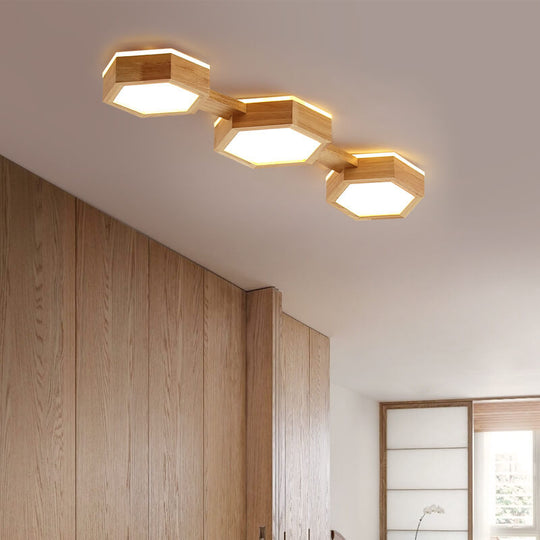 Moderne Houten Japandi LED Plafondlamp –1/2/3 Spots
