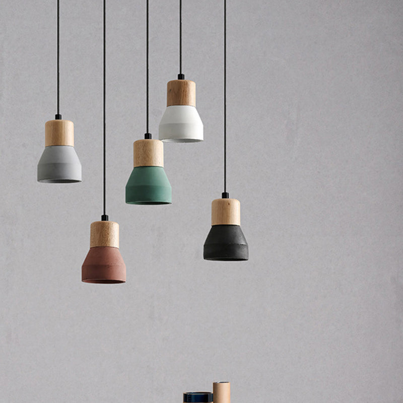 Moderne Hanglamp van Cement & Hout met Industrieel Design