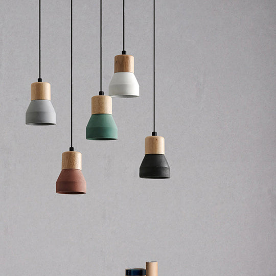 Moderne Hanglamp van Cement & Hout met Industrieel Design
