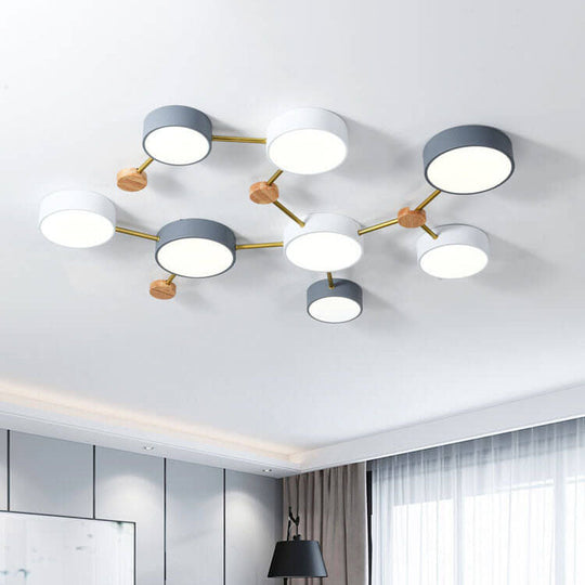 Modulaire Moderne LED Plafondlamp met Hout en Acryl in een Strak Design