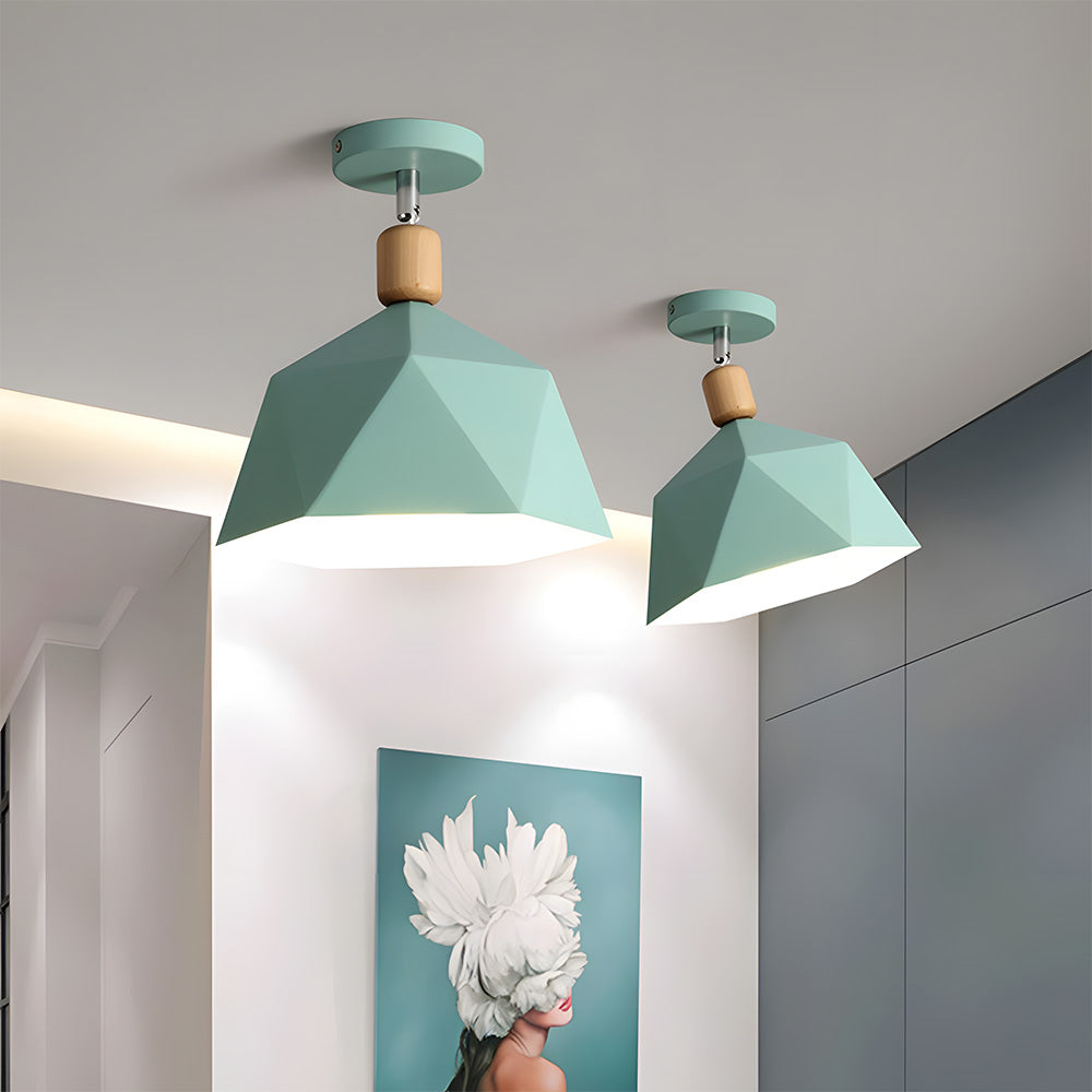 Läila – Scandinavische Plafondlamp met Geometrisch Design & Houten Accent
