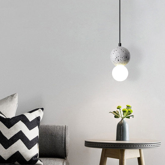 Stenen Japandi Hanglamp – Zwart/Roze/Grijs – E14 Fitting
