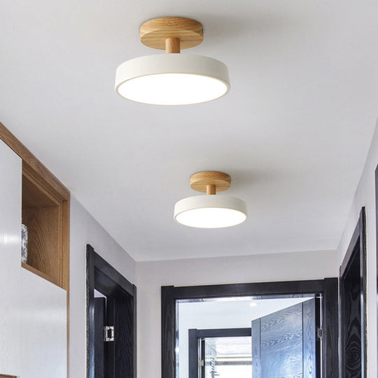 Scandinavian Ceiling Lamp with Wooden Base & Soft Pastel Design