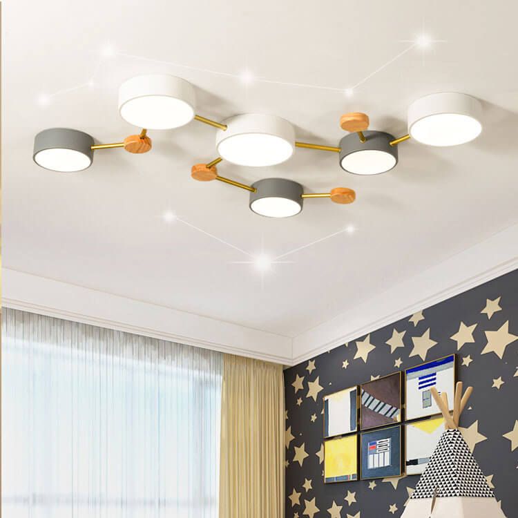 Modulaire Moderne LED Plafondlamp met Hout en Acryl in een Strak Design