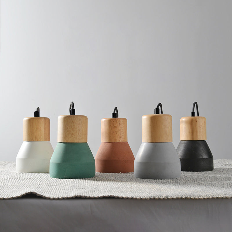 Moderne Hanglamp van Cement & Hout met Industrieel Design