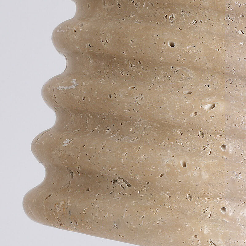 Industriële Gele Travertin Hanglamp met Houten Accent – E26 Fitting