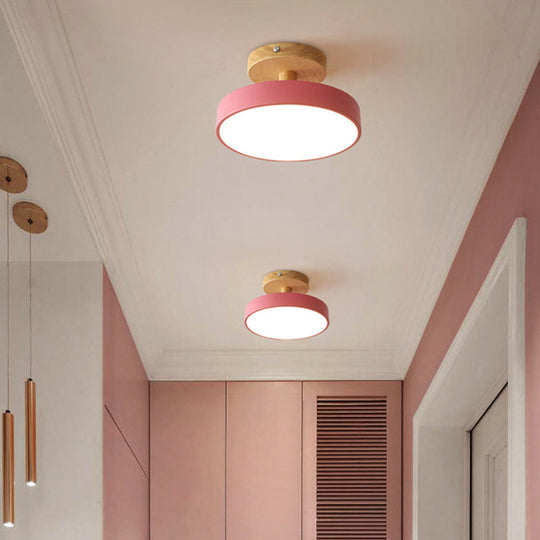 Scandinavian Ceiling Lamp with Wooden Base & Soft Pastel Design