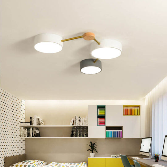 Modulaire Moderne LED Plafondlamp met Hout en Acryl in een Strak Design
