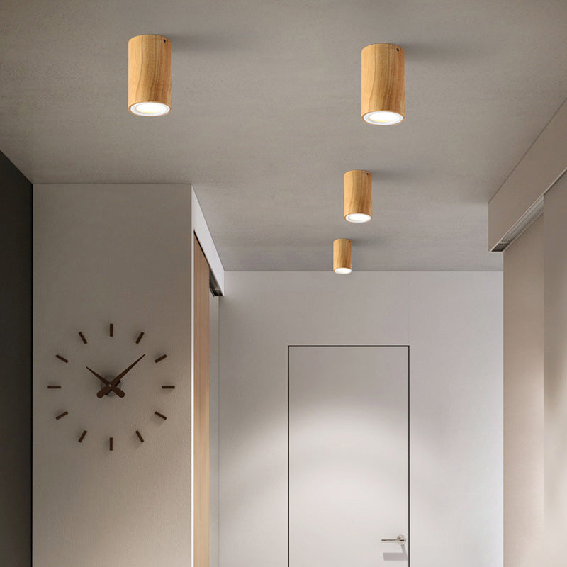 Moderne Houten LED Plafondlamp – Rubberwood & Acryl, 3 Formaten