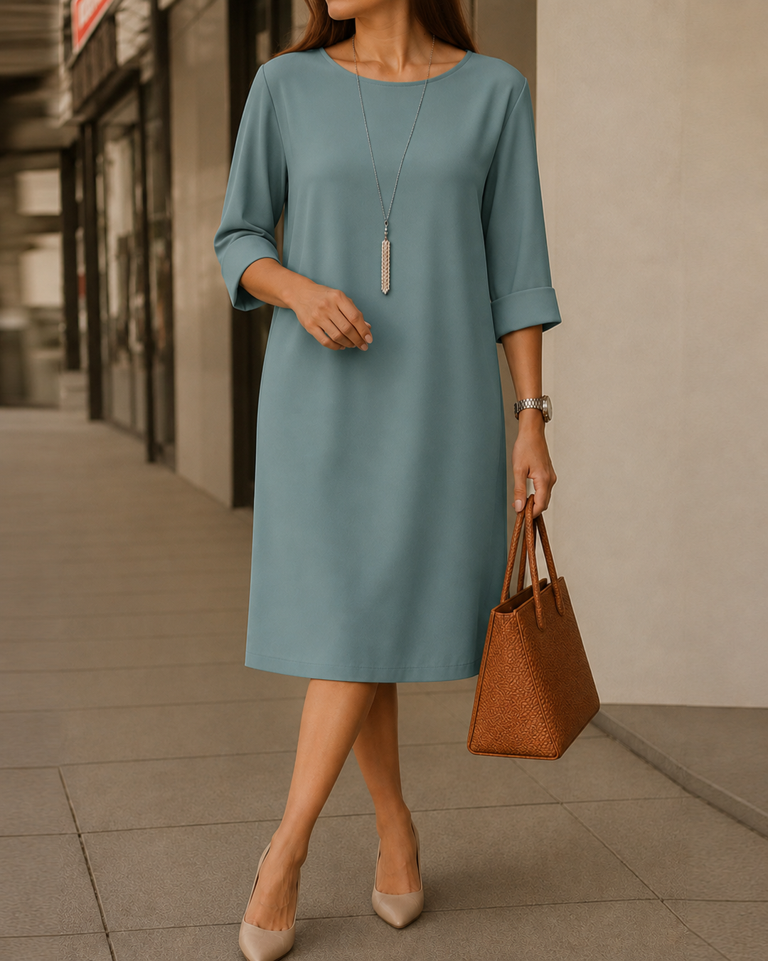 Marieke™ | Casual Buikbedekkende Midi Jurk Met Zakken