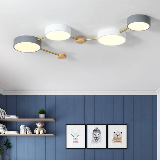 Modulaire Moderne LED Plafondlamp met Hout en Acryl in een Strak Design