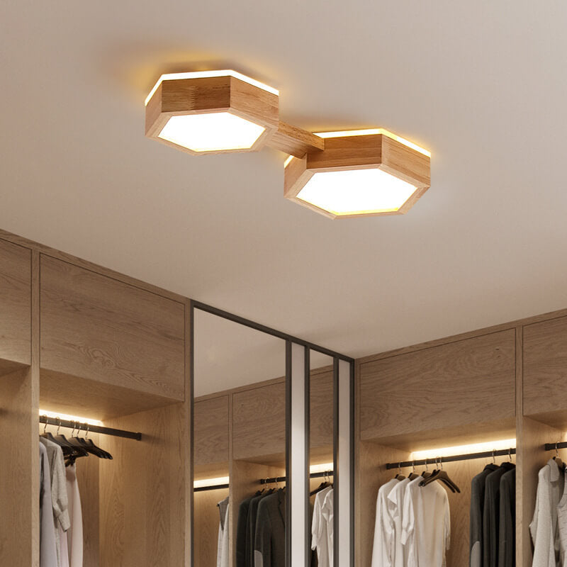 Moderne Houten Japandi LED Plafondlamp –1/2/3 Spots