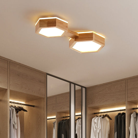 Moderne Houten Japandi LED Plafondlamp –1/2/3 Spots