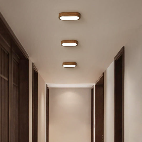 Moderne Houten Plafondlamp – Hout/Walnoot Houtnerf – LED 8W