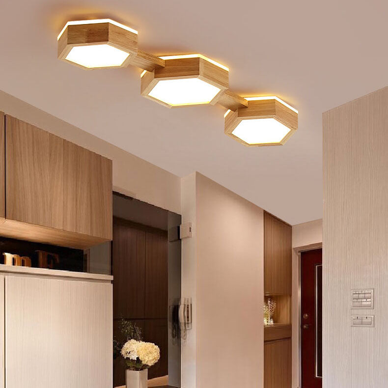 Moderne Houten Japandi LED Plafondlamp –1/2/3 Spots