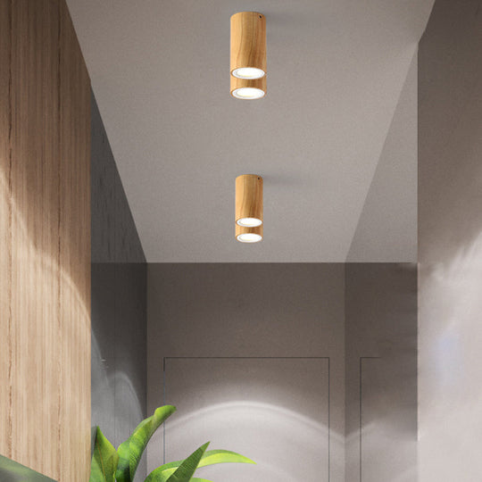 Moderne Houten LED Plafondlamp – Rubberwood & Acryl, 3 Formaten