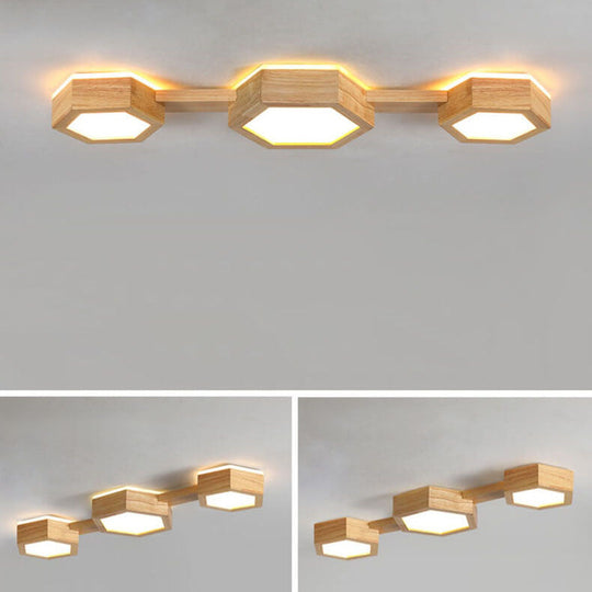 Moderne Houten Japandi LED Plafondlamp –1/2/3 Spots