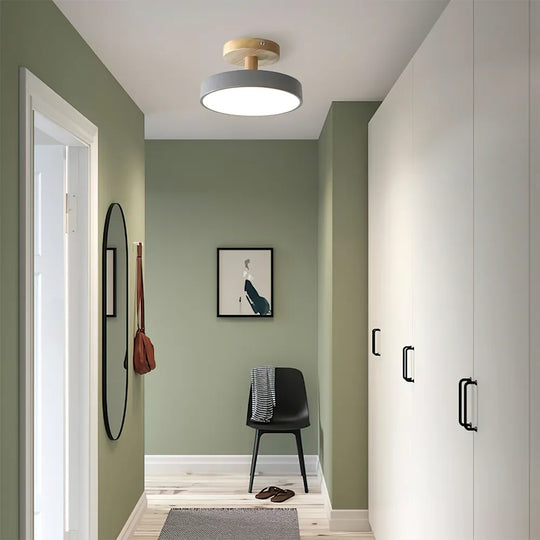 Scandinavian Ceiling Lamp with Wooden Base & Soft Pastel Design