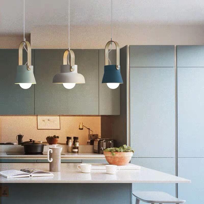 Kleurrijke Moderne Hanglamp met Metaal & Hout