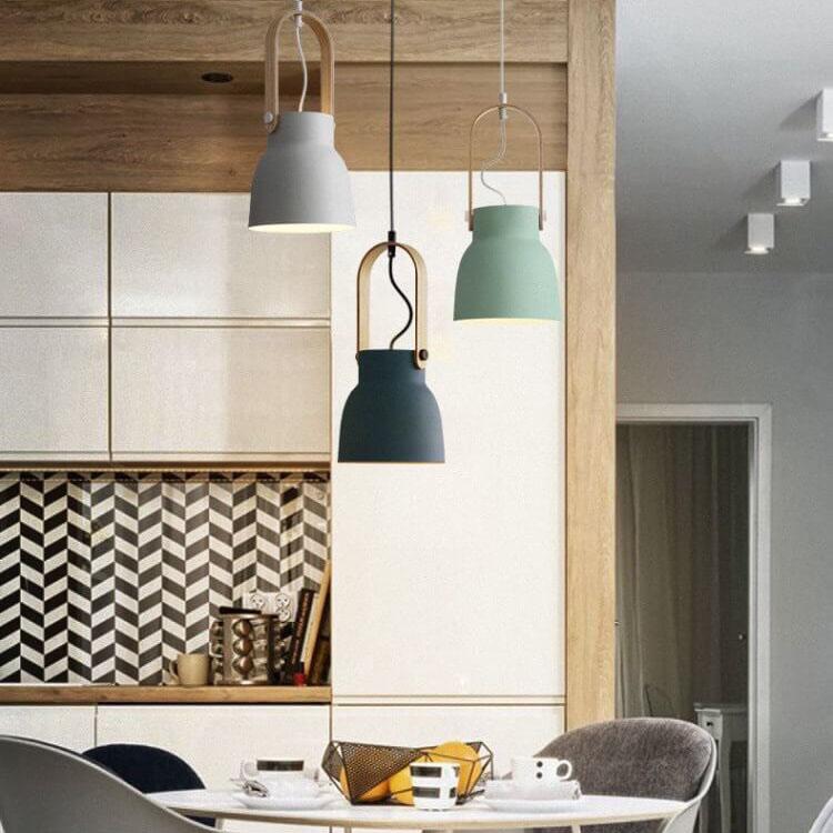 Kleurrijke Moderne Hanglamp met Metaal & Hout