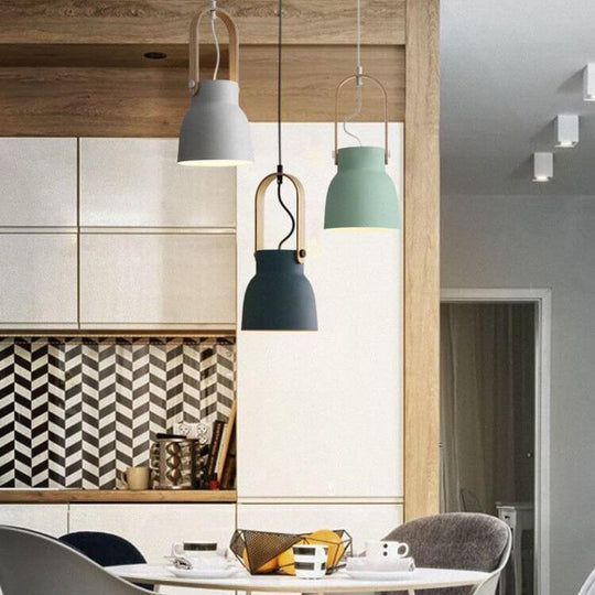 Kleurrijke Moderne Hanglamp met Metaal & Hout