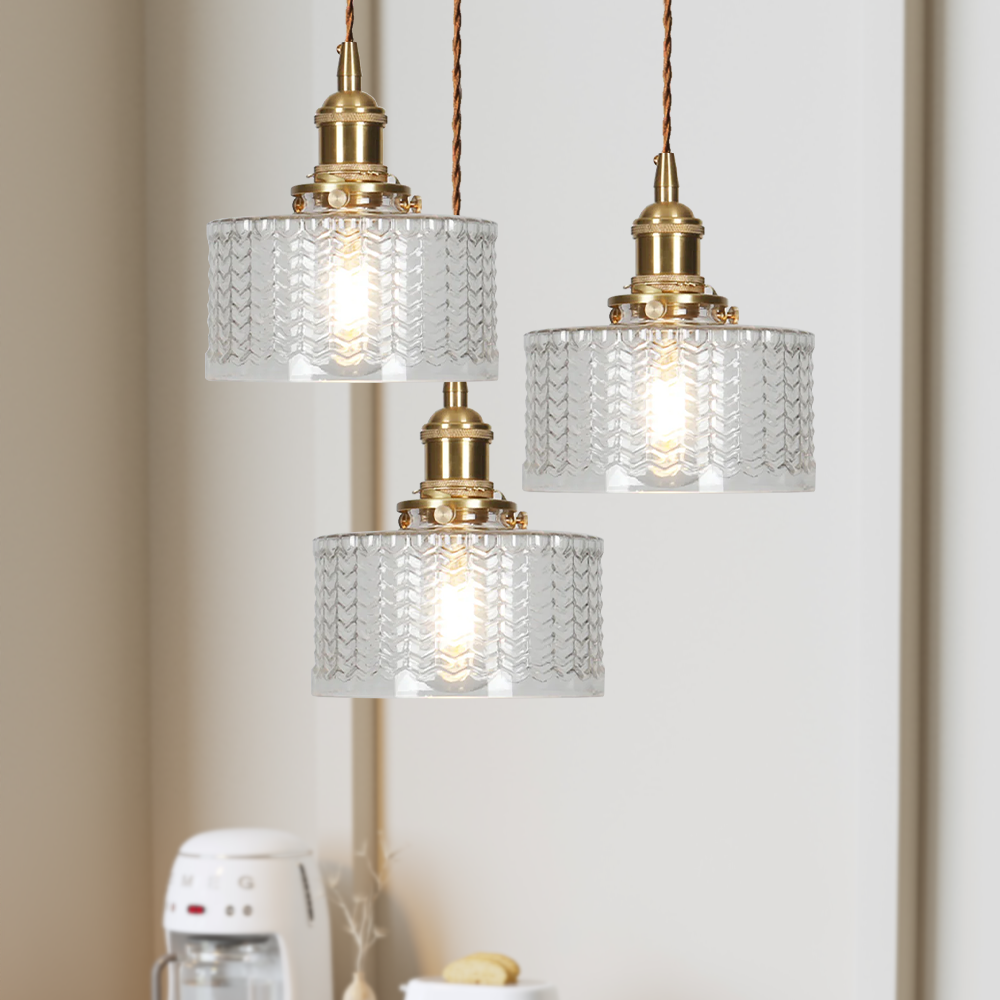 Vintage Cilindervormige Glazen Hanglamp met Traditioneel Design