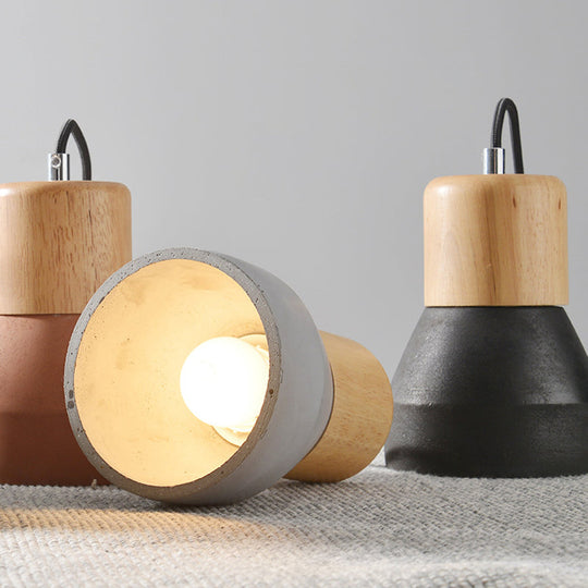 Moderne Hanglamp van Cement & Hout met Industrieel Design