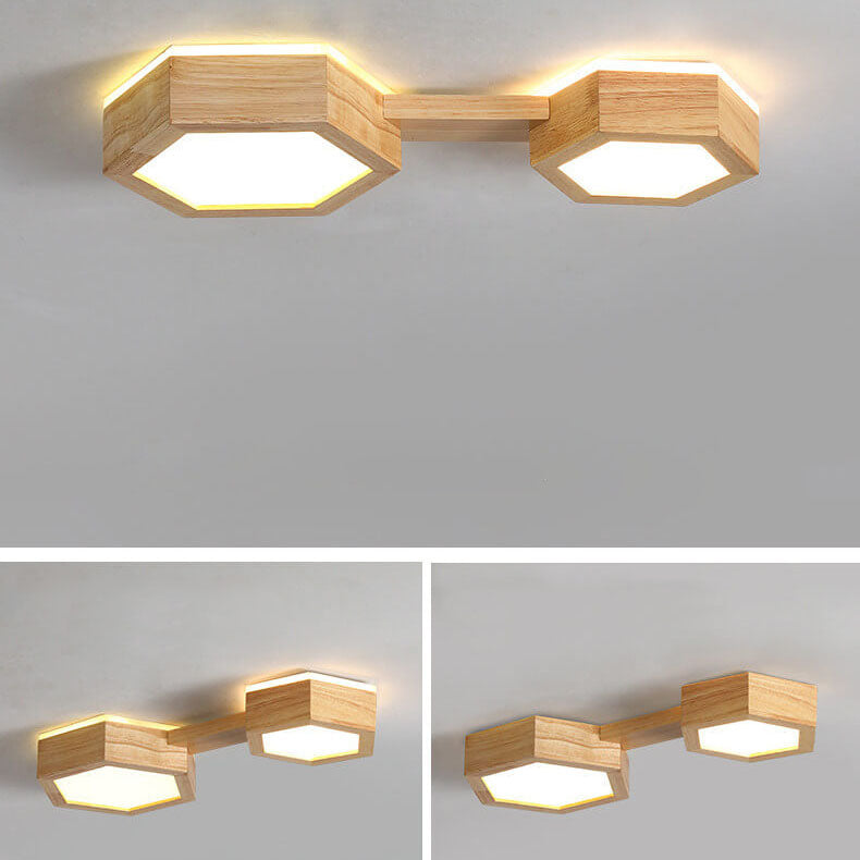 Moderne Houten Japandi LED Plafondlamp –1/2/3 Spots
