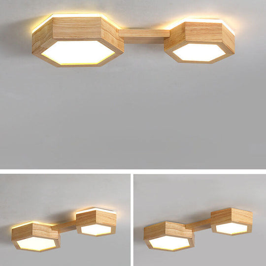 Moderne Houten Japandi LED Plafondlamp –1/2/3 Spots
