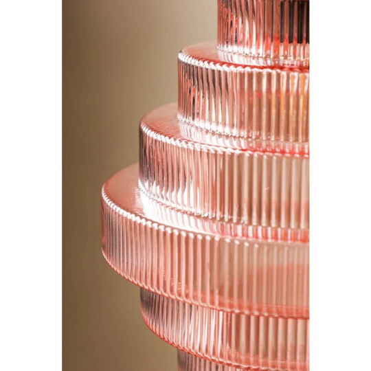 Golvende Glazen Hanglamp met Geribbelde Kap en Messing Details