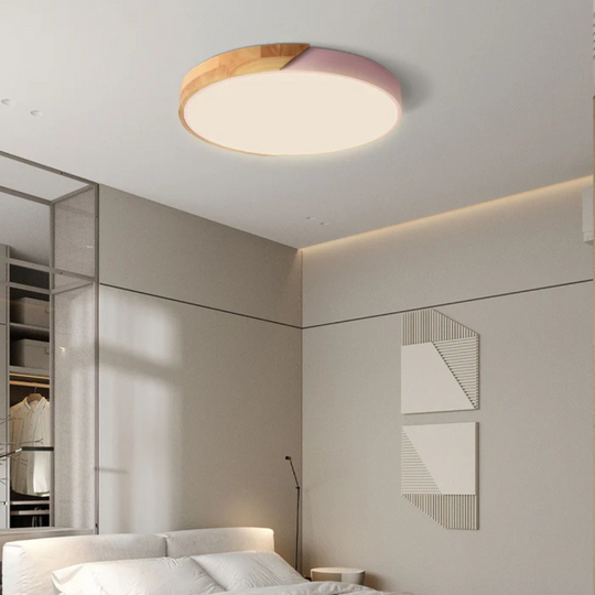 LED Ceiling Lamp with Scandinavian Design made of Wood & Acrylic