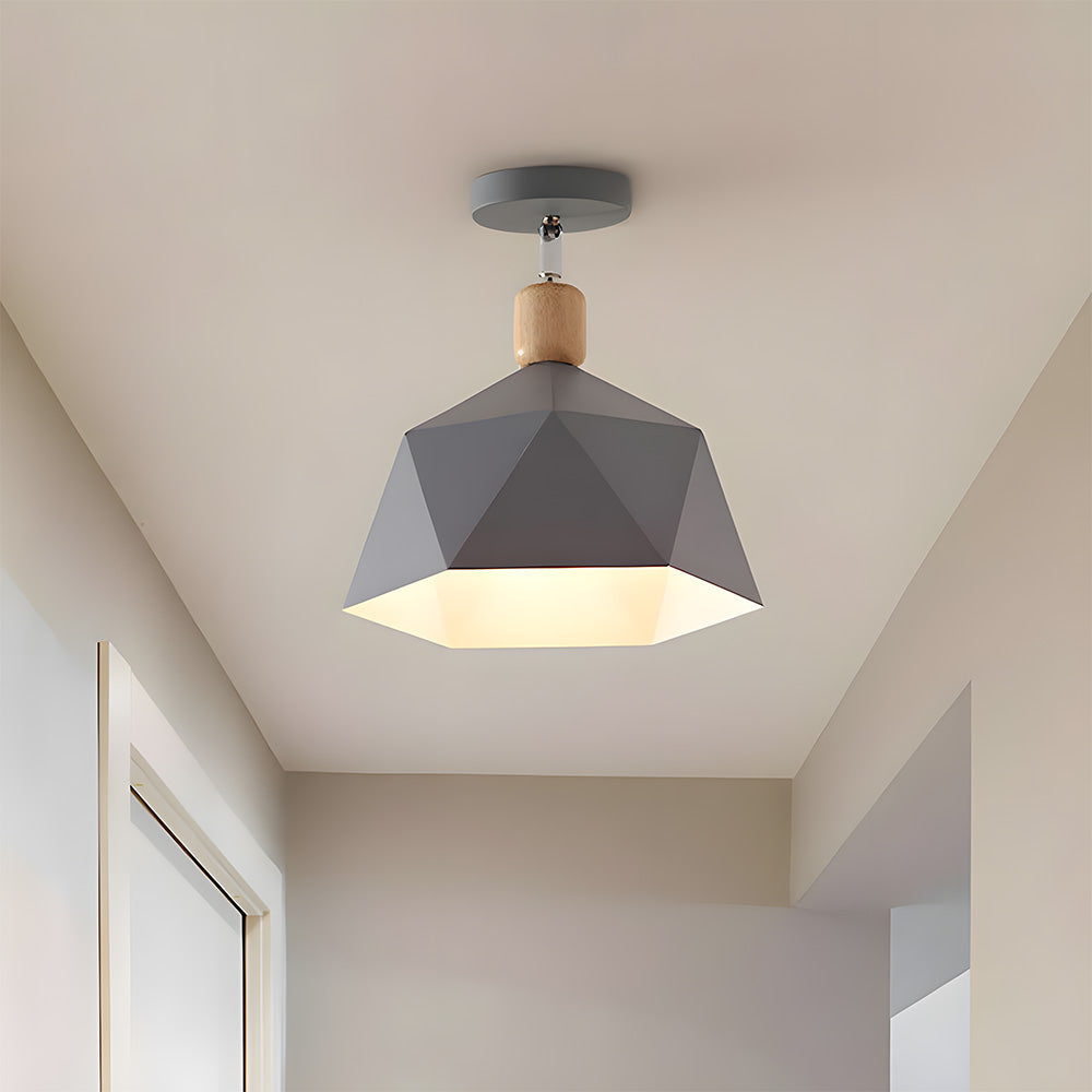 Läila – Scandinavische Plafondlamp met Geometrisch Design & Houten Accent