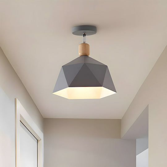 Läila – Scandinavische Plafondlamp met Geometrisch Design & Houten Accent