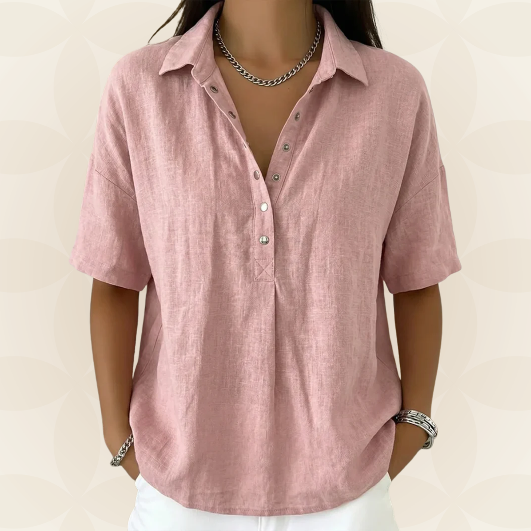 Sonja - Blouse met kraag en knoopdetail