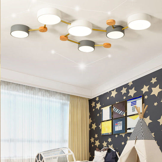 Modulaire Moderne LED Plafondlamp met Hout en Acryl in een Strak Design