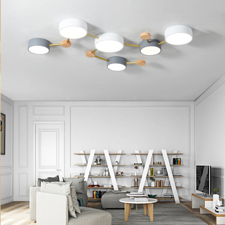 Modulaire Moderne LED Plafondlamp met Hout en Acryl in een Strak Design