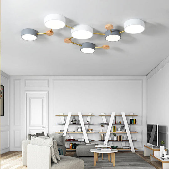 Modulaire Moderne LED Plafondlamp met Hout en Acryl in een Strak Design