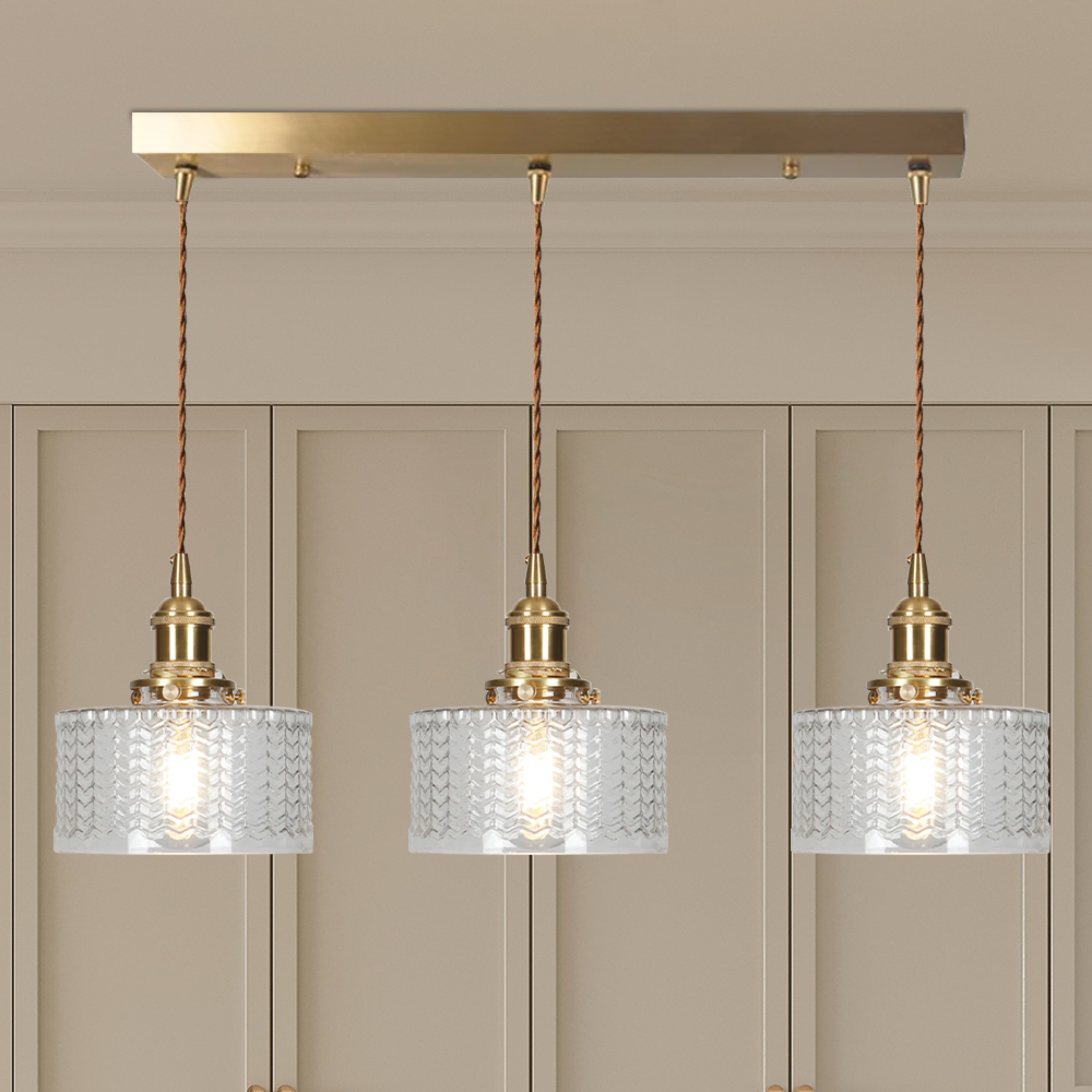 Vintage Cilindervormige Glazen Hanglamp met Traditioneel Design