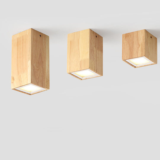 Moderne Houten LED Plafondlamp – Rubberwood & Acryl, 3 Formaten