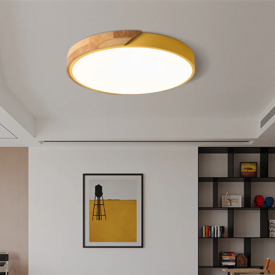 LED Ceiling Lamp with Scandinavian Design made of Wood & Acrylic
