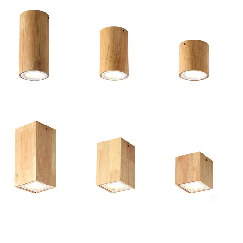 Moderne Houten LED Plafondlamp – Rubberwood & Acryl, 3 Formaten