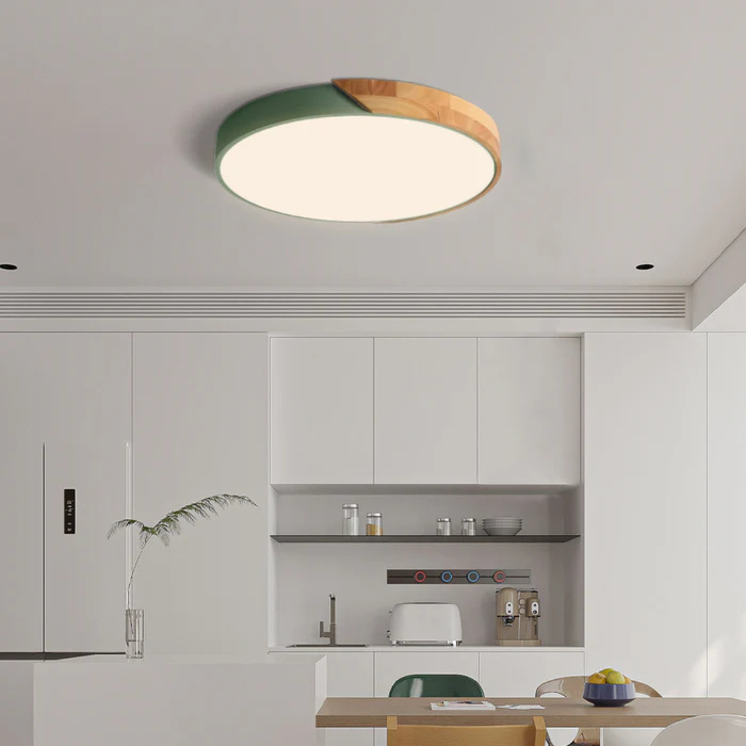 LED Ceiling Lamp with Scandinavian Design made of Wood & Acrylic