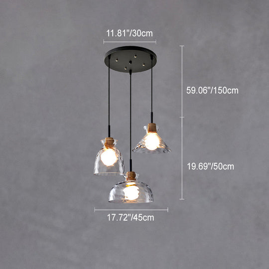 Moderne Glazen Hanglamp met Houten Accenten in Diverse Designs
