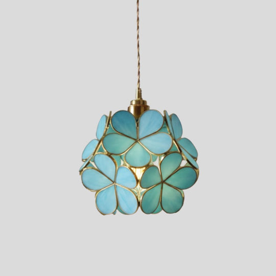 Vintage Glazen Hanglamp – Kleurrijk Handgemaakt Design