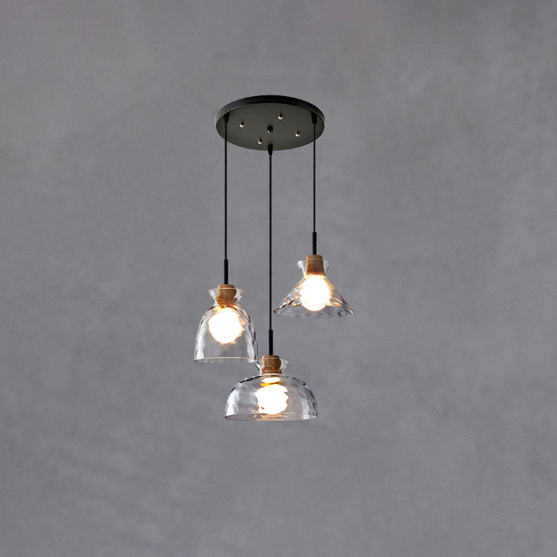 Moderne Glazen Hanglamp met Houten Accenten in Diverse Designs