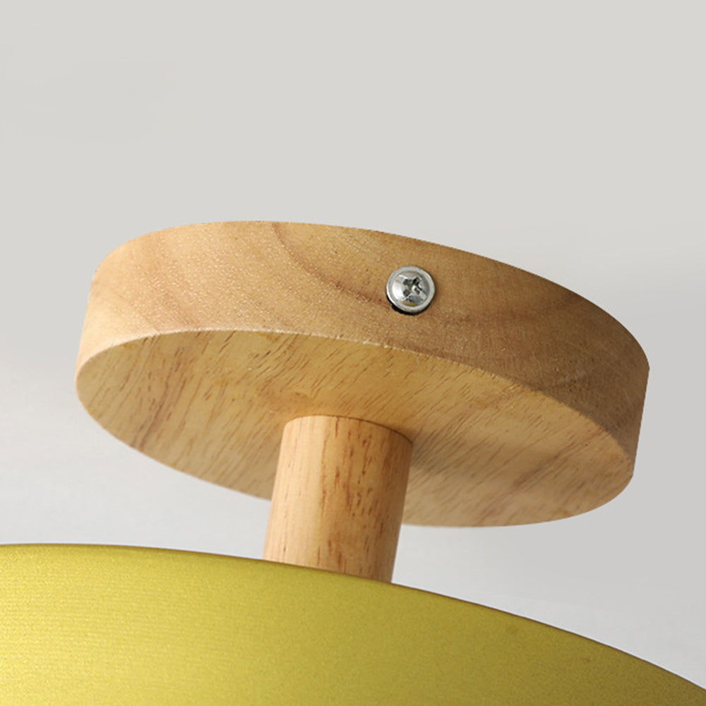 Scandinavian Ceiling Lamp with Wooden Base & Soft Pastel Design