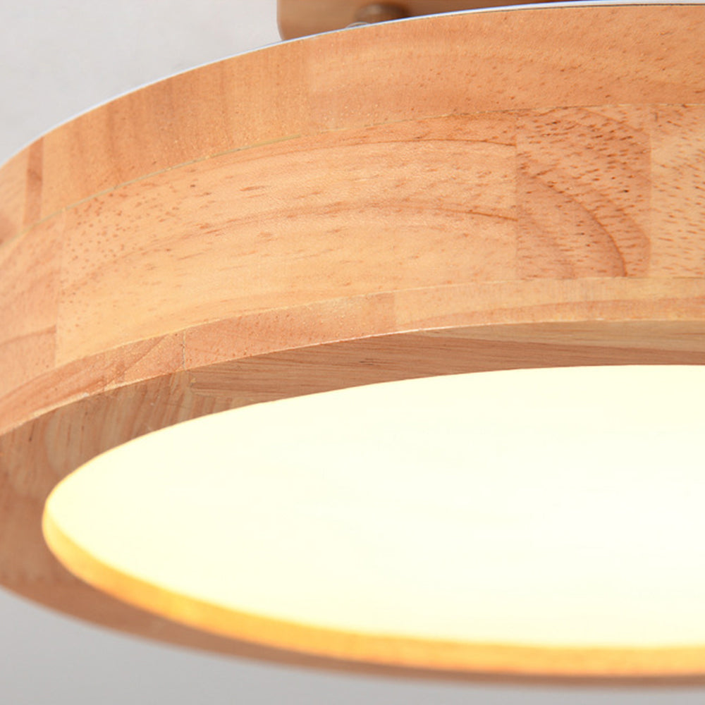 Moderne Ronde LED Plafondlamp van Hout en IJzer